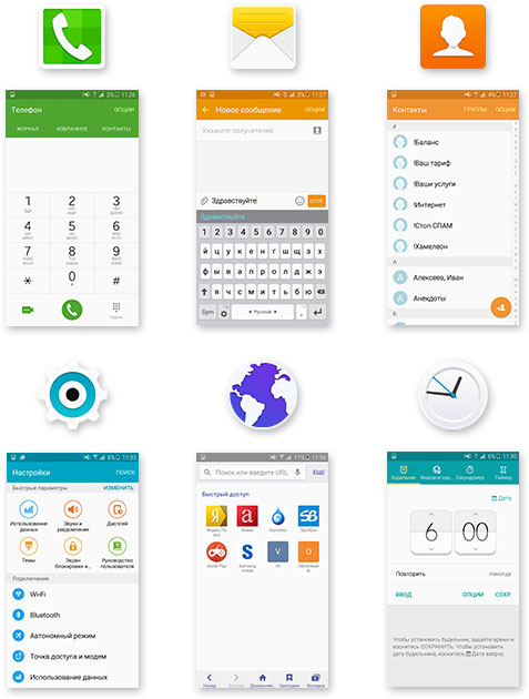 Меню Samsung Galaxy S6